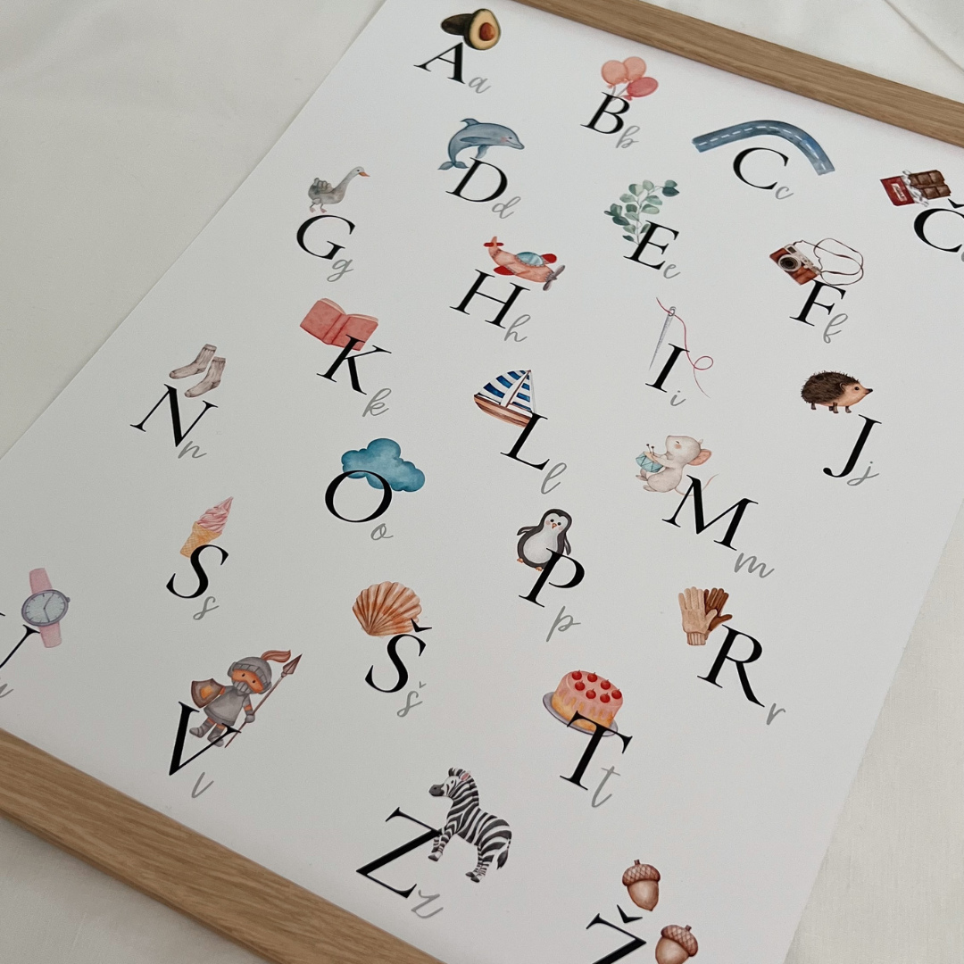 ABC print with magnetic frame
