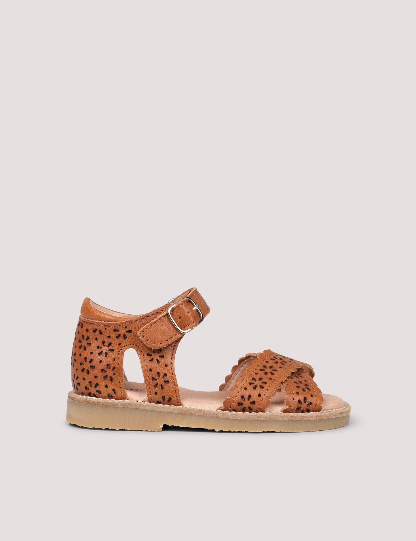 Sandali Crossover Scallop Flower Cognac
