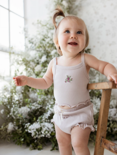 Organic Cotton Rib Frill Bloomer
