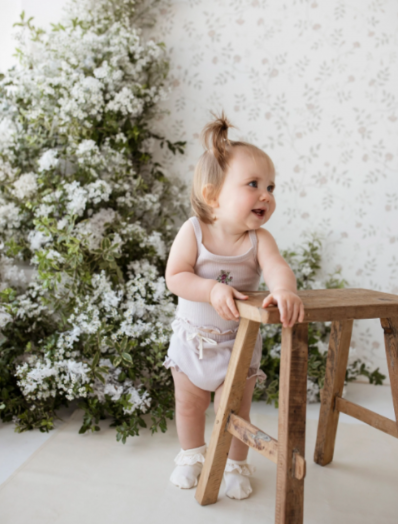Organic Cotton Rib Frill Bloomer