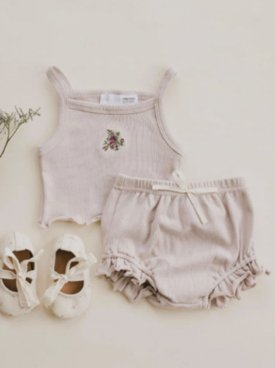 Organic Cotton Rib Frill Bloomer