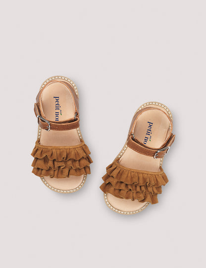 Sandals Ruffles Cognac