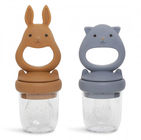 Set of 2 silicone fruit teats Bunny Quick Silver/Caramel 