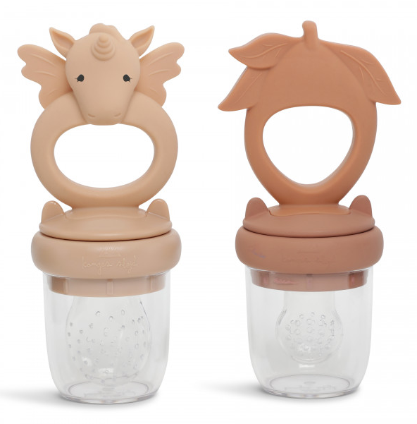 Set of 2 silicone fruit teats Unicorn Rose Sand/Brown Clay