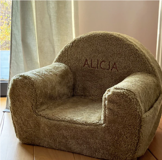 Toddler boucle chair Olive green